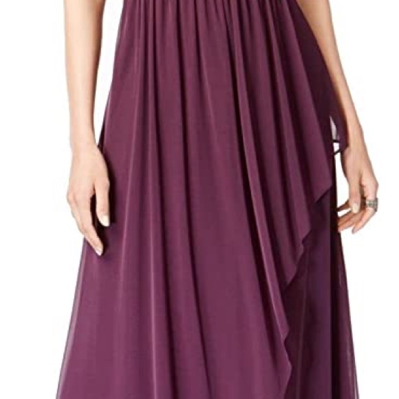 Adrianna Papell Evening Bridesmaid Gown Purple, Plum, Amethyst, Dark Violet - Picture 3 of 12